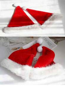 1 peça de chapéu de Papai Noel de veludo para meninos e meninas, chapéu de festa de Natal e Ano Novo, chapéu de Papai Noel vermelho, decoração de Natal, presente de Natal, fantasia de festa, pelúcia fofa, decoração de casa, tamanho grande