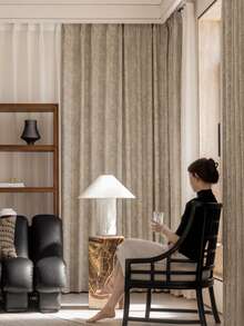 1 件欧式提花高端遮光窗帘适用于豪华客厅卧室别墅阳台，高品质遮光窗帘 - 駝色 - 查看 3