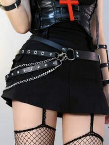 1 件女士加大码性感黑色腰带链，哥特式束腰带，饰有铆钉和流苏，适合日常、通勤、音乐节、万圣节派对和庆祝活动 - 黑色 - 查看 6