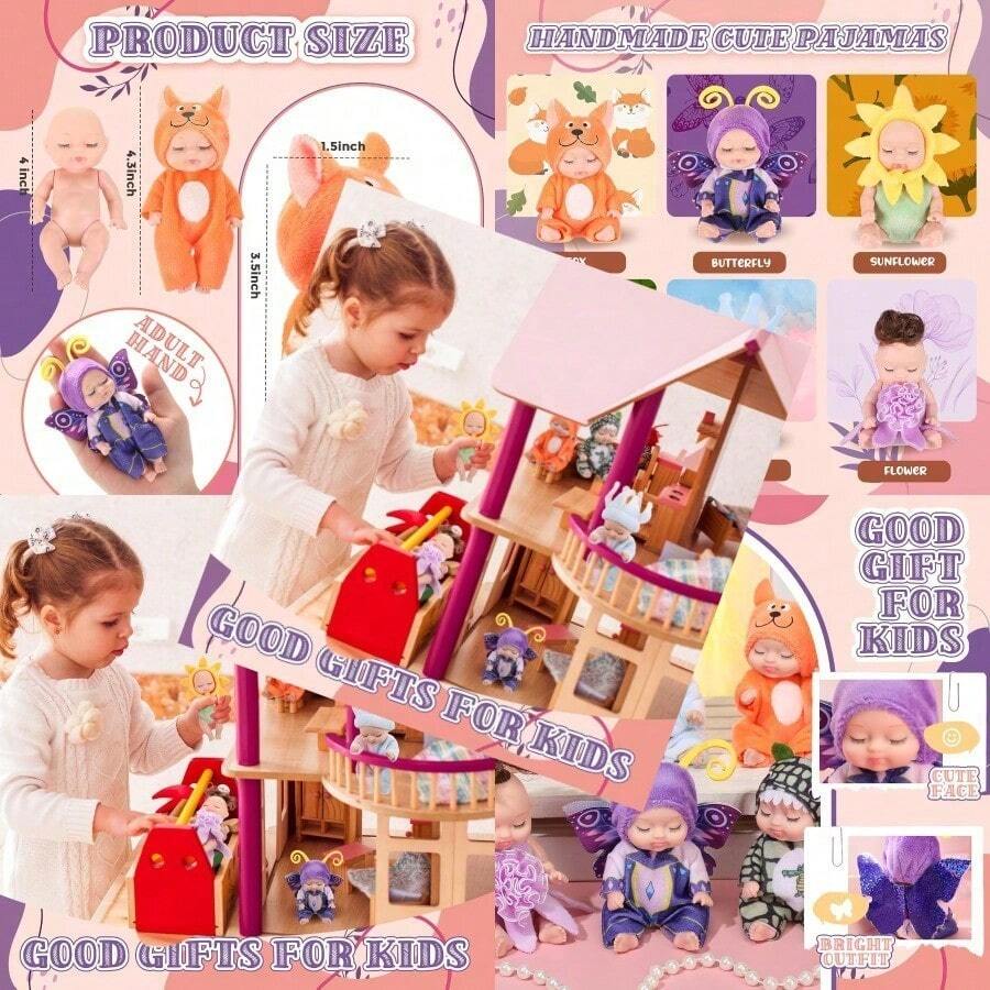 Hanaive 6 Pcs Mini Baby Dolls 4 Inch Easter Basket Dolls Tiny Reborn Cute Baby Dolls Lifelike Realistic Holiday Birthday Doll Gifts Set For Girls Toddlers Basket Stuffers Classic