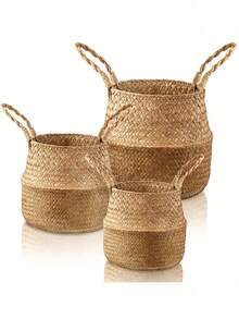 编织收纳篮折叠衣物洗衣篮草编柳条藤条收纳花盆沙滩野餐篮 - A - 查看 10