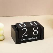 1 pieza Calendario de madera DIY minimalista rosa y blanco, artesanía decorativa de escritorio para decoración de hogar de alta gama, artículos escolares