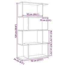 Estante divisor de ambientes de 4 niveles Larryhot en roble Sonoma, 70 x 24 x 129 cm, resistente y duradero, fácil de montar, estilo decorativo, adecuado para guardar adornos, figuras, libros, artículos pequeños, etc. - Marrón - Ver 11