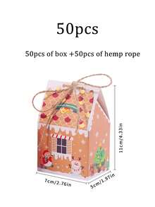 98/74/50/25PCS Christmas Gingerbread House Box,Gift Candy Box.Souvenir Gift Box. With Printed Patterns, Christmas Gift Box, Gift And Gift Box.Christmas Party Gift Boxes, Cardboard Gift Containers, Christmas Holiday Party Gifts, Candies,Gift Packaging - Multicolor - View 17