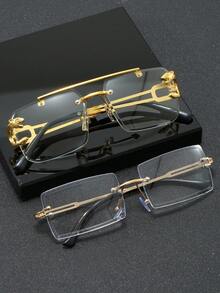 2 pares de gafas de moda de metal y transparentes, estilo europeo y americano, gafas de alta gama adecuadas para todas las ocasiones - transparente - Ver 2