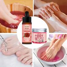 XIOIMY 2 件玫瑰足部护理套装，足浴球深层清洁，精油保湿，适合换季时脚部干燥皲裂，长期使用可使皮肤柔软光滑，是送给女性的绝佳礼物