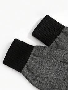 1 Pair Solid Color Casual Acrylic Full Finger Thick Warm Knitted Gloves For Men, Autumn/Winter