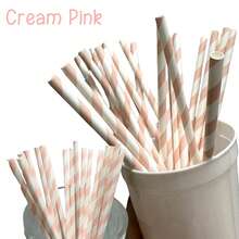 粉色和白色条纹纸吸管（1 支，25 支），心形，情人节、圣诞节、生日、新年、派对装饰用品、学校用品的一次性饮用吸管