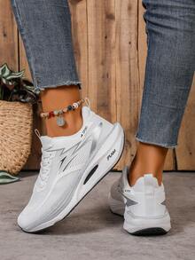 2025 Novos Tênis Femininos Brancos Leves e Respiráveis para Corrida, Sola MD Absorvente de Impacto, Tênis Esportivos de Cano Baixo na Moda, Treinamento, Fitness, Uso Casual Duplo, Calçados Esportivos Femininos, Conforto, Design de Fechamento Seguro, Alto Desempenho, Item na Moda, Essencial para Entusiastas da Saúde