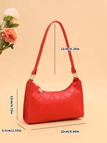 时尚休闲压花腋下包/单肩包，适合女士日常穿着 - 紅色 - 查看 6