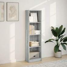 Librería Larryhot Sonoma Gris 40x24x143 cm Madera industrial, resistente y duradera, fácil de montar, estilo decorativo, adecuadA, Para guardar adornos, figuras, libros, pequeños objetos, etc. - Gris - Ver 3