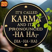 2D Flat Printing, Sarcastic Humor 'This Is Called Karma, And It Sounds Like Hahaha' Round Metal Tin Sign - 7.8X7.8 Inches, Vintage Rustic Look, Perfect For Men'S Caves, Bars, Kitchens, Coffee Shop Decor, Multifunctional Wall Art - Metal Spray Paint - View 10