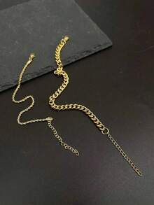 Set de 2 pulseras de cadena de acero inoxidable chapado en oro, diseño minimalista para hombres, adecuado para uso diario, ir al trabajo, vacaciones, regalo para novio