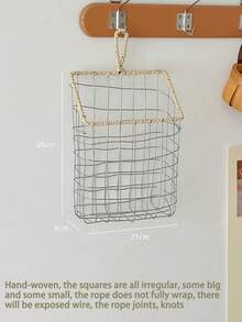 Prateleira flutuante Farida Bio de 1 peça, estante de parede e porta-revistas - Organizador de armazenamento suspenso de metal trançado à mão, moderno e minimalista, adequado para quartos e banheiros - Decoração de casa que economiza espaço, prateleira de banheiro, design moderno, superfície lisa