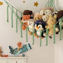 1 套大型毛绒动物吊床角落网，用于玩具收纳悬挂毛绒动物收纳架，黑白房间卧室儿童房装饰收纳