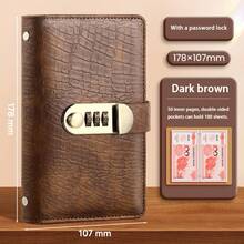 1 件 PU 密码锁鳄鱼纹现金储蓄日记本 - 100 天情侣储蓄挑战套装，多功能便携收纳本，带储物袋。非常适合学生返校或储蓄目标 - 带现金追踪和账单存储功能的理财日记本。 - 彩色 - 查看 16