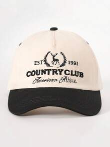 1pc Men's Est 1991 Country Club American Athire Trucker Hat, Personalized Letter & Deer Embroidery Baseball Cap, Streetwear Fashion 5-Panel Hat, Outdoor Sun Protection Casual Cap For Spring, Autumn Travel, Beach Vacation