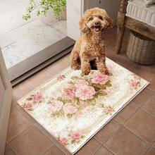 1pc Vintage Floral Machine Washable Area Rug/Door Mat/Kitchen Mat/Laundry Mat/Bath Mat, Rectangular, Polyester Faux Wool With TPR Backing, For Entryway, Bedroom, Living Room, Kitchen Floor Decor - Multicolor - View 14