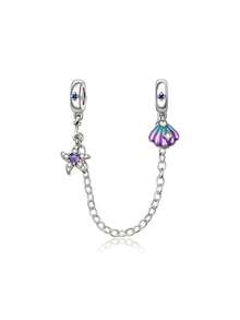 1pc Cute & Minimalist Ocean Series Jewelry Set: Heart, Peach Blossom, Koi Fish, Seashell, Starfish, Turtle, Conch, Jellyfish, Starfish Shell 925 Silver Beads/Safety Chain DIY Bracelet Accessories, Suitable As Jewelry Gift For Women For Daily Wear, Valentine's Day, Date, Anniversary, Christmas, Thanksgiving, Carnival, Theme Party, Birthday