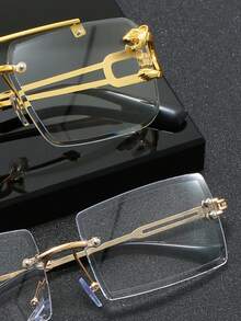 2 pares de gafas de moda de metal y transparentes, estilo europeo y americano, gafas de alta gama adecuadas para todas las ocasiones - transparente - Ver 4