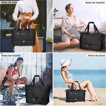 IGOLUMON Bolsa de Viaje para Mujer Hombre Bolsa Deportiva Expandiblede 2 Piezas Maleta de Mano con Compartimento para Zapatos y Bolsillo Impermeable - Negro - Ver 11