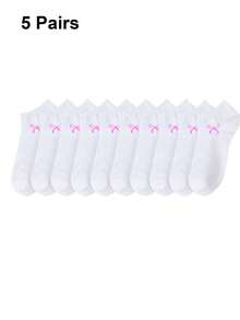 1/5/8/12/15 双装男女通用领结图案白色运动/隐形袜，情侣礼物，春夏假日（不含白色卡片） - 彩色 - 查看 7