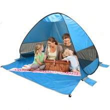 BS-26 Carpa de Playa, Refugio de Sol de Playa Up Carpa de Sombra de Playa, Refugio de Sol Cabaña 2-3 Personas Protección - Azul claro - Ver 8