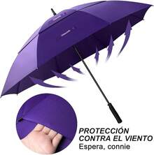 Paraguas de Grandes,Paraguas de Pro-Line de Gran Tamaño con Doble Toldo Ventilado a Prueba de Viento Impermeable para Hombres y Mujeres - Morado - Ver 5