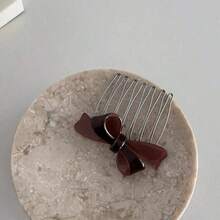 7齿醋酸纤维蝴蝶结发夹，女士发型发夹，刘海分叉发夹，女孩礼物，头饰，发梳，侧梳，婚礼，发饰