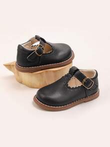 1 Pair Girls' PU Leather Lightweight Versatile Mary Jane Shoes, Suitable For All Seasons
