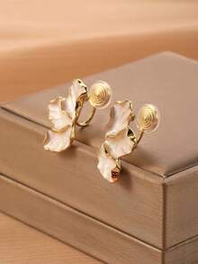 1 对时尚不对称花瓣渐变夹式耳环，高端优雅蚊香夹式耳环，无穿孔，适合女性日常佩戴和节日礼物 - 耳夾 - 查看 18