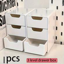 A Set Of Three-Layer Drawer Storage Boxes For Desktop Storage. The Stackable Design Is Compact And Cute, Saving Space And Suitable For Storing Office Supplies, Hair Clips, Jewelry, And Cosmetics. It Is An Ideal Choice For Desktop Organization And Also A Home Jewelry Box. Lockers - trắng - Xem 5