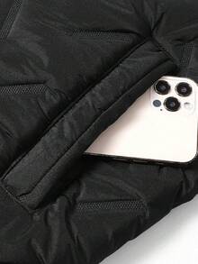 男士休闲羊毛夹克 - 黑色立领，拉链口袋，涤纶衬里，秋冬季完美之选，冬季休闲装 | 立领夹克 | 拉链夹克，男士冬季夹克 - 黑色 - 查看 6