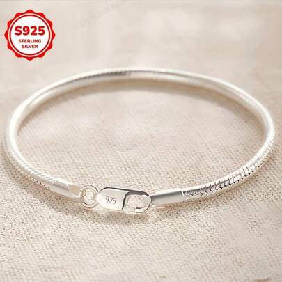 925 Sterling Silver Snake Bone Bracelet, Minimalist Style, Suitable For Men And Women, Daily And Party Wear, Valentine's Day Gifts, Jewelry For All Seasons