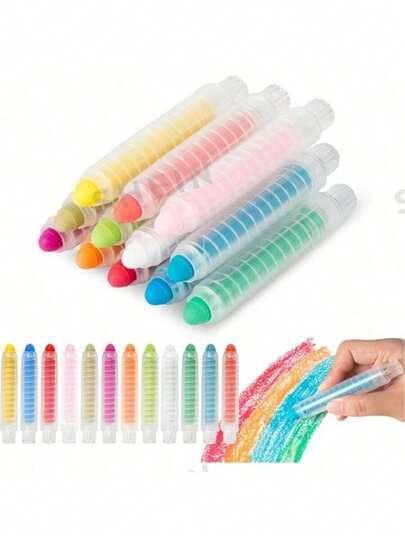 Staubfreie Kreide für Kinder in der Rückkehr-zur-Schule-Saison mit Kreidebehälter, bunte Straßenkreide, abwaschbare Kleinkindkreide, geeignet für Outdoor-Kunstspiele, Tafelkreide