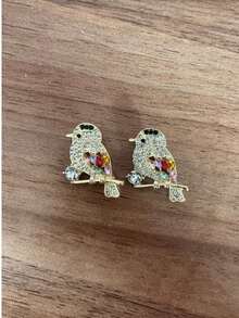 1 件喜鹊鸟胸针，高端、可爱、防眩光、个性化西装、彩色别针和胸针连衣裙配饰别针用于衣服包包饰品学校办公室配饰衬衫夹克珠宝圣诞节万圣节衣服别针有趣的教师礼物万圣节配饰教师节 - 金色 - 查看 12