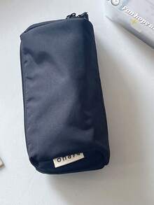 Ins-Inspired High-Quality Solid Color Pencil Case, Dirt-Resistant Black, Large Capacity Student Stationery Storage Bag - Multicolor - View 5