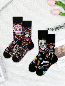 1/2 Paia Di Calzini Ciurici Dall'design Asimmetrico, Calzini Alla Moda E Curiosi Per Uso Quotidiano E Da Festa - nero - Visualizzare 12