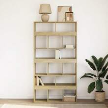 Librería Larryhot Roble Sonoma 100x33x187,5 cm Madera de ingeniería, resistente y duradera, fácil de montar, estilo decorativo, adecuadA, Para guardar adornos, figuras, libros, pequeños objetos, etc. - Marrón - Ver 3