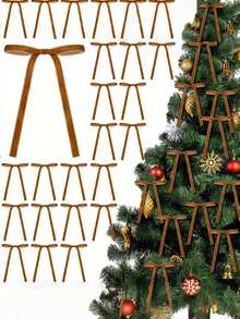 25pcs/10pcs Velvet Christmas Bows (With Gold Ribbon, Easy To Tie) - Ideal For Christmas Tree Decoration, Rustic Crafts And Gifts | Classic Polyester Ribbon Bows, Suitable For Holiday Home Decor, Wedding Decor, Christmas Decor, Christmas Tree Decor, Christmas Gift Wrapping, New Year Decor, Christmas Gift Box Decor, Tabletop Decor, Wedding Bouquets, Gift Wrapping And Party Decor, Christmas Home Decor - Multicolor - View 15