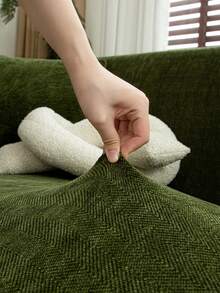 1pc Chenille Herringbone Sofa Cover, Fashion Luxury Sofa Protector, Decorative Anti-Slip Anti-Dust Anti-Scratch Sofa Cover, Suitable For All Seasons, Bedroom, Living Room, Study, Office - 抹茶綠 - 查看 5