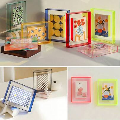 Porta-retratos de acrílico transparente – Suporte de exposição premium moderno para fotos personalizadas, porta-retratos de parede, suporte de mesa para fotos, estantes, decoração elegante para casa, decoração para escritório, prateleira de mesa de luxo para casamentos, paredes de galeria e espaços de memória, presentes de formatura, decorações de Halloween e Natal