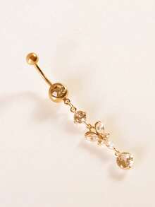 1 件时尚长款蝴蝶圆形合成锆石肚脐环，适合女士，身体穿孔派对饰品 - 蝴蝶 - 查看 11