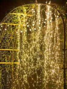 8-Mode Solar Powered Waterfall Lights, Firefly Style Fairy Lights, Outdoor Solar Garden Decor Lights For Patio, Yard, Trees, Fence, Birthday Party, Wedding, Christmas, Christmas Tree - Outdoor Hanging Decorative Lights, Solar String Lights, Garden Lighting, Dreamlike Theme Lighting, Plastic Shell