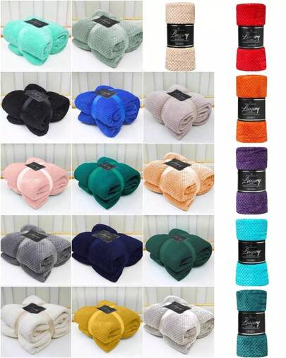 Popcorn Waffle Blankets Fleece Luxury Honecombe Style Throws Travel Sofa Settee Bed Warm Cosy Extra Large Super Soft Throw Overs Blankets For Kids And Adults