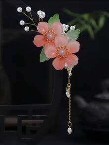 1个复古春夏粉色樱花流苏发夹，不褪色，长10厘米，时尚发饰，优雅时尚发爪，适合女性和女孩，日常装饰发髻、马尾辫、侧刘海，头部配饰，情人节配饰，女士发饰，发夹 - 彩色 - 查看 18