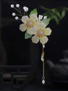 1个复古春夏粉色樱花流苏发夹，不褪色，长10厘米，时尚发饰，优雅时尚发爪，适合女性和女孩，日常装饰发髻、马尾辫、侧刘海，头部配饰，情人节配饰，女士发饰，发夹 - 彩色 - 查看 17