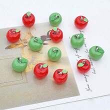 10Pcs Apple Fruit Charms Resin Fruit Pendants 3D Dangle Pendant Ornaments With Hanging Loops For Earring Bracelet Necklace Keychain 15x12mm - Apple - View 7