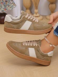 Fashionable New German Shepherd Design Women's Party Sports Shoes, Women's Casual Flat Shoes - Khaki - View 4