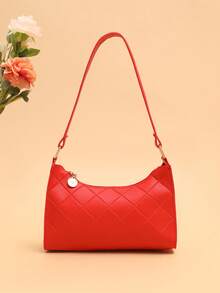 时尚休闲压花腋下包/单肩包，适合女士日常穿着 - 紅色 - 查看 2